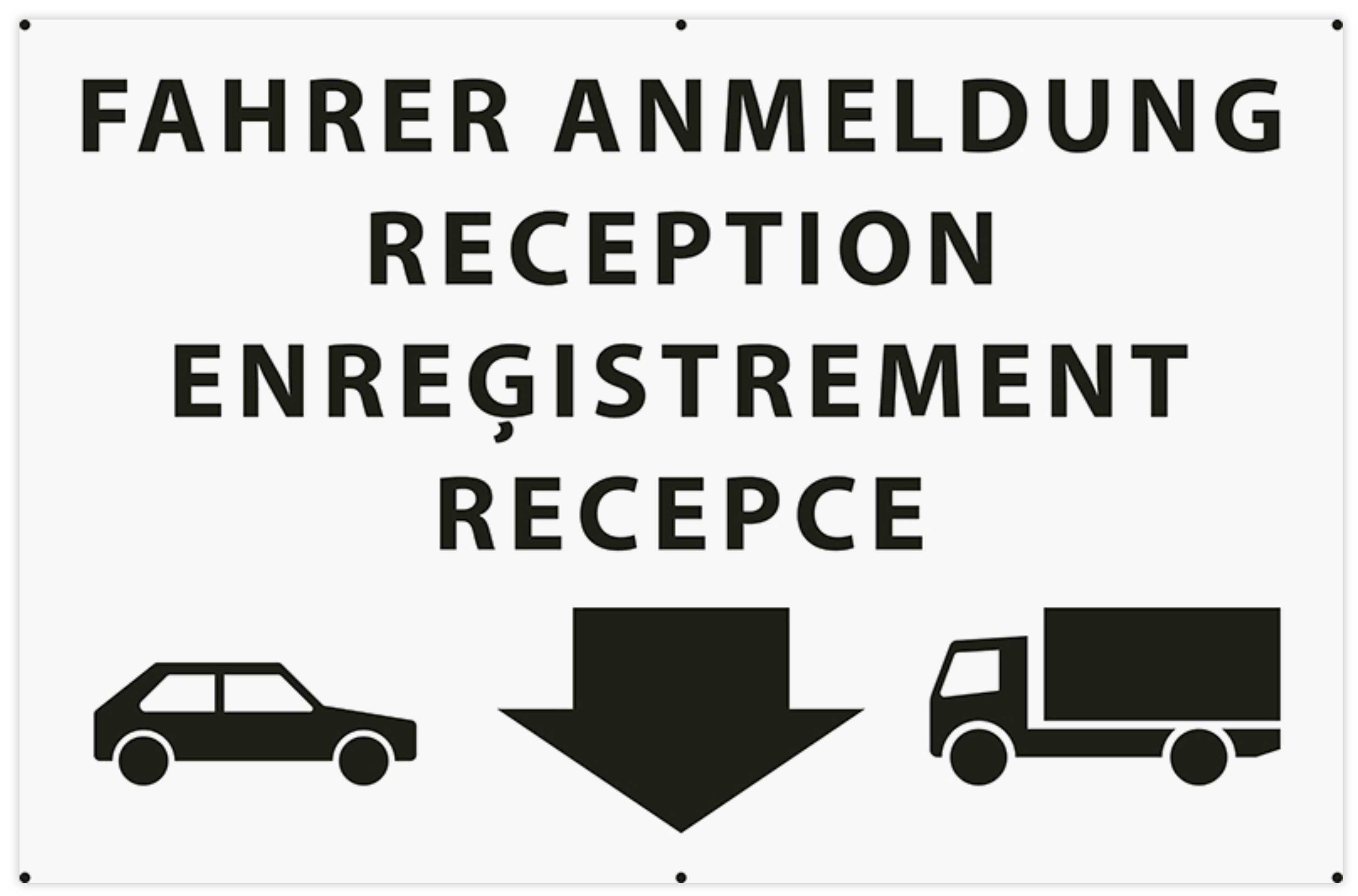 Neuer Entwurf als Beispiel der Vorgabe für ein Schild zur Fahreranmeldung